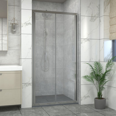 Sundaze Chrome Bi-Fold Door Shower Enclosure (W)1000mm With Anthracite 1000X1000mm Shower Tray And Waste from B&Q