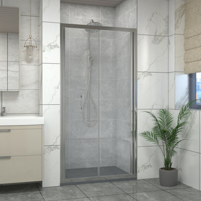 Sundaze Chrome Bi-Fold Door Shower Enclosure (W)1000mm With Anthracite 1200X1000mm Shower Tray And Waste from B&Q