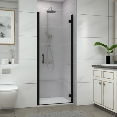 Sundaze Matt Black Hinged Door Shower Enclosure (W)800mm With White 800X700mm Shower Tray And Waste from B&Q