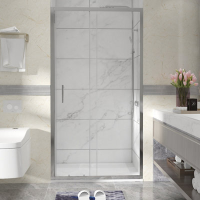 Sundaze Chrome Sliding Door Shower Enclosure (W)1000mm With White 1200X1000mm Shower Tray And Waste from B&Q