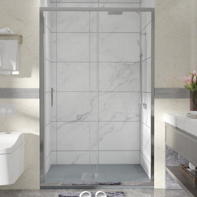 Sundaze Chrome Shower Enclosure Sliding Door (W)1200mm With Anthracite 1200X900mm Shower Tray And Waste