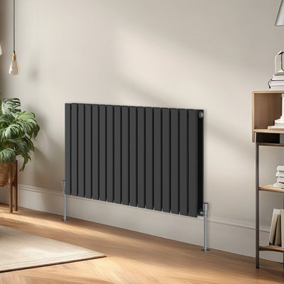 Right Radiators Horizontal Double Flat Panel Rads Designer Radiator 600X1156mm Anthracite from B&Q