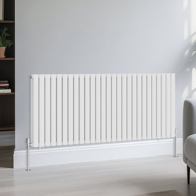 B&Q -  Horizontal Double Oval Column Rads Designer Radiator 600X1593mm White