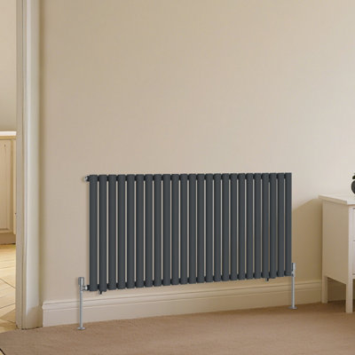 B&Q -  Horizontal Single Oval Column Rads Designer Radiator 600X1416mm Anthracite