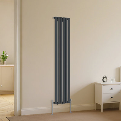 B&Q -  Vertical Single Oval Column Rads Designer Radiator 1600X354mm Anthracite