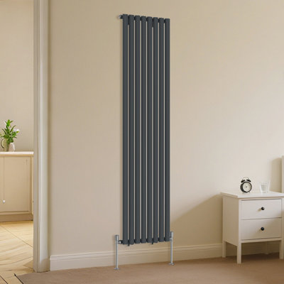 B&Q -  Vertical Single Oval Column Rads Designer Radiator 1800X472mm Anthracite