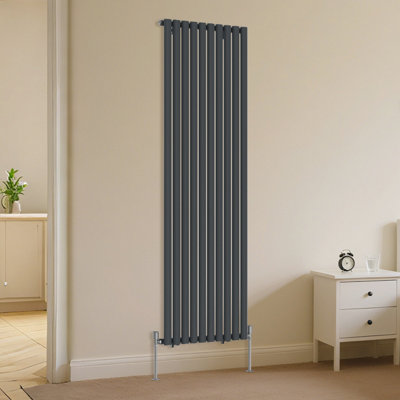B&Q -  Vertical Single Oval Column Rads Designer Radiator 1800X590mm Anthracite