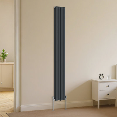 B&Q -  Vertical Double Oval Column Rads Designer Radiator 1800X236mm Anthracite