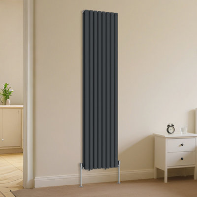 B&Q -  Vertical Double Oval Column Rads Designer Radiator 1800X472mm Anthracite