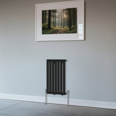 B&Q -  Horizontal Single Oval Column Rads Designer Radiator 600X413mm Black