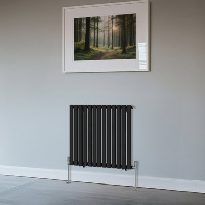 B&Q -  Horizontal Single Oval Column Rads Designer Radiator 600X767mm Black