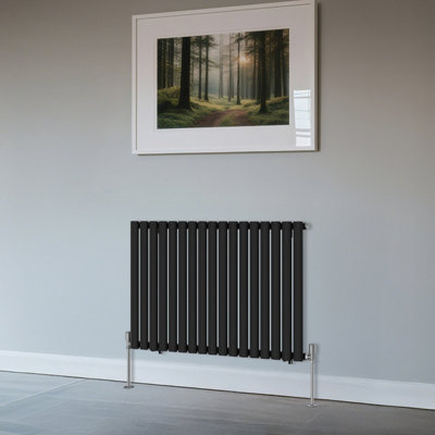 B&Q -  Horizontal Single Oval Column Rads Designer Radiator 600X1003mm Black