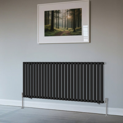 B&Q -  Horizontal Single Oval Column Rads Designer Radiator 600X1593mm Black