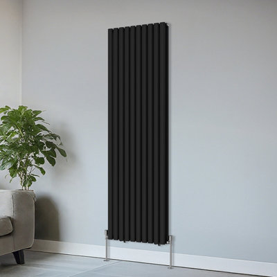 B&Q -  Vertical Double Oval Column Rads Designer Radiator 1800X590mm Black