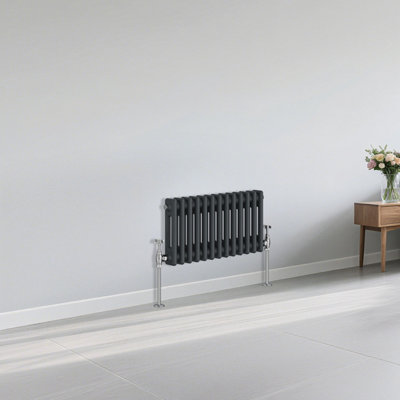 B&Q -  Traditional 2 Column Radiator Horizontal Heating Cast Iron Style Rads 300X605mm Anthracite