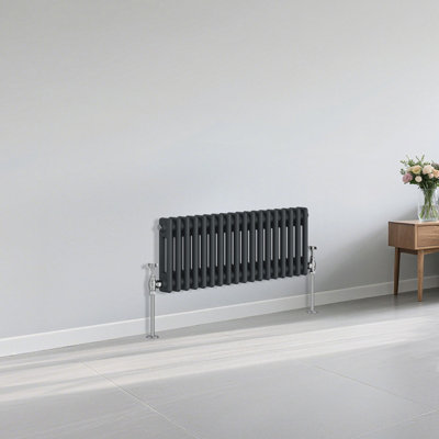 B&Q -  Traditional 2 Column Radiator Horizontal Heating Cast Iron Style Rads 300X830mm Anthracite