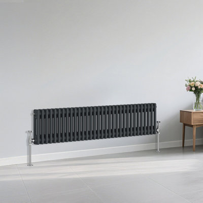 Right Radiators Traditional 2 Column Radiator Horizontal Heating Cast Iron Style Rads 300X1460mm Anthracite