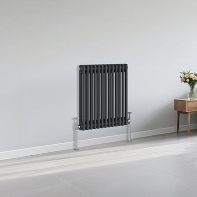 Right Radiators Traditional 2 Column Radiator Horizontal Heating Cast Iron Style Rads 600X605mm Anthracite from B&Q