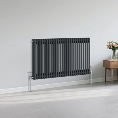 Right Radiators Traditional 2 Column Radiator Horizontal Heating Cast Iron Style Rads 600X1190mm Anthracite from B&Q