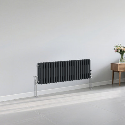 B&Q -  Traditional 3 Column Radiator Horizontal Heating Cast Iron Style Rads 300X1012mm Anthracite