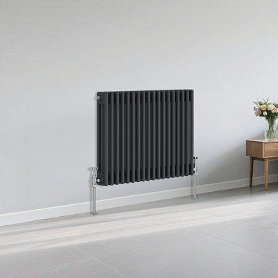 B&Q -  Traditional 3 Column Radiator Horizontal Heating Cast Iron Style Rads 600X832mm Anthracite