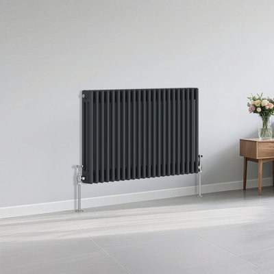 B&Q -  Traditional 3 Column Radiator Horizontal Heating Cast Iron Style Rads 600X1012mm Anthracite