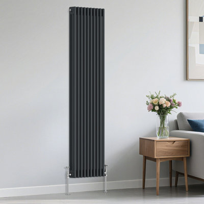B&Q -  Traditional 3 Column Radiator Vertical Heating Cast Iron Style Rads 1800X472mm Anthracite