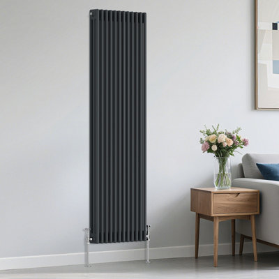B&Q -  Traditional 3 Column Radiator Vertical Heating Cast Iron Style Rads 1800X562mm Anthracite