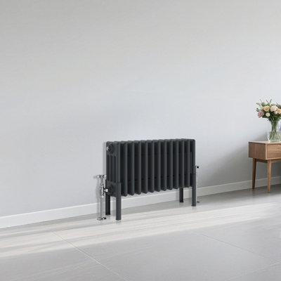 B&Q -  Traditional 4 Column Radiator Horizontal Heating Cast Iron Style Rads 300X605mm Anthracite