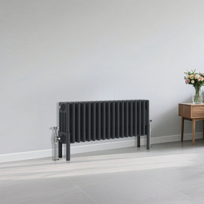 B&Q -  Traditional 4 Column Radiator Horizontal Heating Cast Iron Style Rads 300X830mm Anthracite