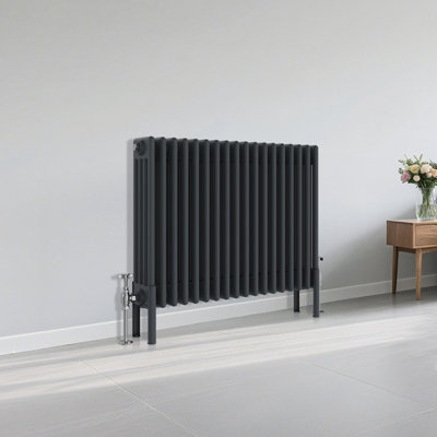 B&Q -  Traditional 4 Column Radiator Horizontal Heating Cast Iron Style Rads 600X830mm Anthracite