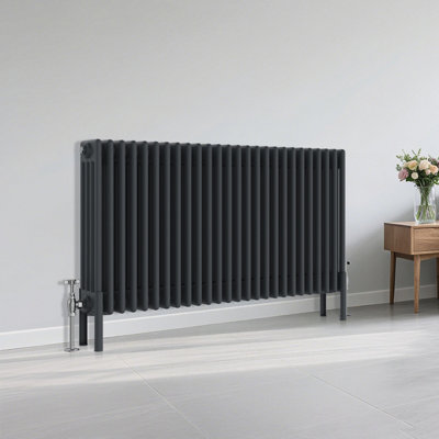 Right Radiators Traditional 4 Column Radiator Horizontal Heating Cast Iron Style Rads 600X1190mm Anthracite from B&Q