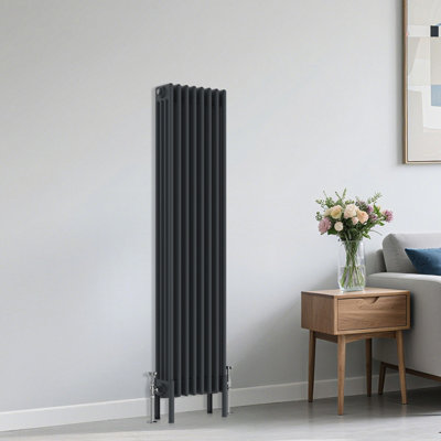 B&Q -  Traditional 4 Column Radiator Vertical Heating Cast Iron Style Rads 1500X380mm Anthracite