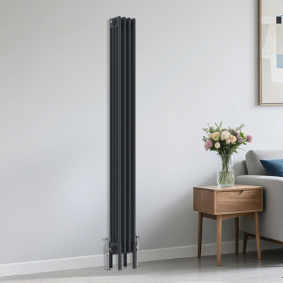 B&Q -  Traditional 4 Column Radiator Vertical Heating Cast Iron Style Rads 1800X200mm Anthracite