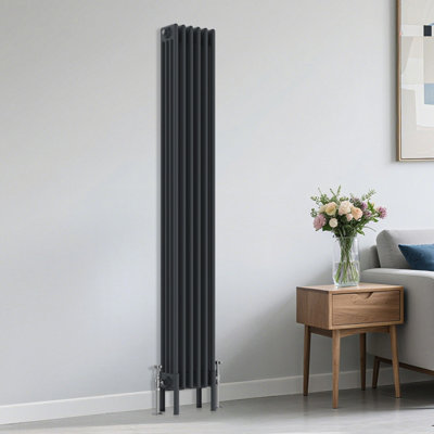 Right Radiators Traditional 4 Column Radiator Vertical Heating Cast Iron Style Rads 1800X290mm Anthracite from B&Q