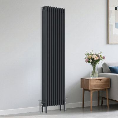 B&Q -  Traditional 4 Column Radiator Vertical Heating Cast Iron Style Rads 1800X470mm Anthracite