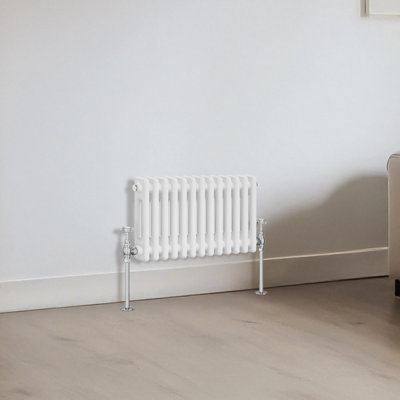 B&Q -  Traditional 2 Column Radiator Horizontal Heating Cast Iron Style Rads 300X605mm White