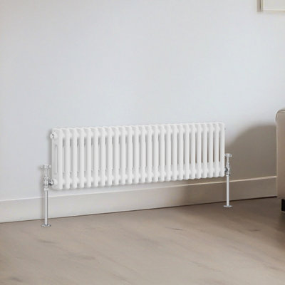B&Q -  Traditional 2 Column Radiator Horizontal Heating Cast Iron Style Rads 300X1190mm White