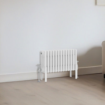 B&Q -  Traditional 4 Column Radiator Horizontal Heating Cast Iron Style Rads 300X605mm White