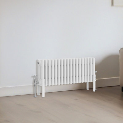 B&Q -  Traditional 4 Column Radiator Horizontal Heating Cast Iron Style Rads 300X830mm White