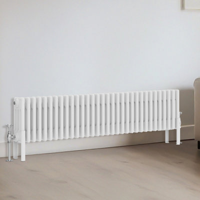 Right Radiators Traditional 4 Column Radiator Horizontal Heating Cast Iron Style Rads 300X1460mm White