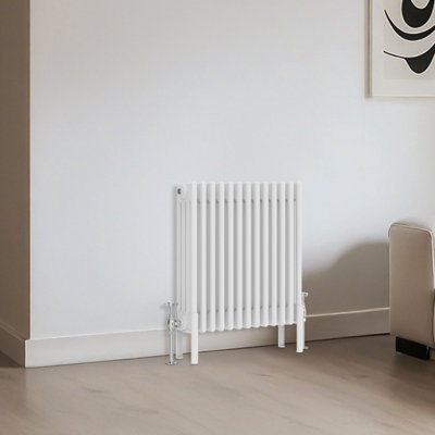 Right Radiators Traditional 4 Column Radiator Horizontal Heating Cast Iron Style Rads 600X605mm White from B&Q