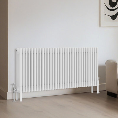 B&Q -  Traditional 4 Column Radiator Horizontal Heating Cast Iron Style Rads 600X1460mm White