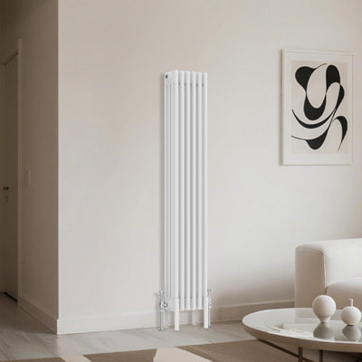B&Q -  Traditional 4 Column Radiator Vertical Heating Cast Iron Style Rads 1500X290mm White