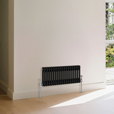 B&Q -  Traditional 2 Column Radiator Horizontal Heating Cast Iron Style Rads 300X830mm Black