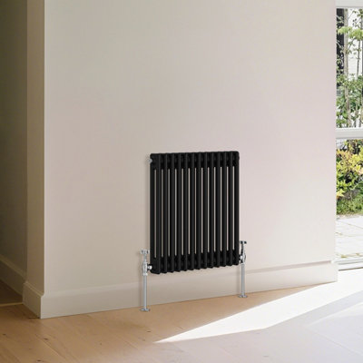 B&Q -  Traditional 2 Column Radiator Horizontal Heating Cast Iron Style Rads 600X605mm Black