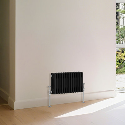 B&Q -  Traditional 3 Column Radiator Horizontal Heating Cast Iron Style Rads 300X607mm Black