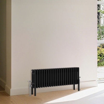 B&Q -  Traditional 4 Column Radiator Horizontal Heating Cast Iron Style Rads 300X1010mm Black
