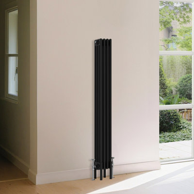 B&Q -  Traditional 4 Column Radiator Vertical Heating Cast Iron Style Rads 1500X200mm Black