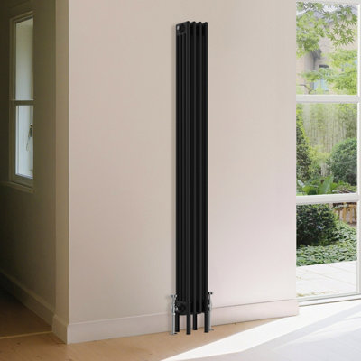 B&Q -  Traditional 4 Column Radiator Vertical Heating Cast Iron Style Rads 1800X200mm Black